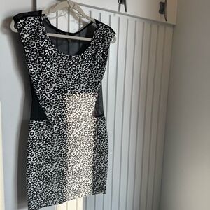 Leopard Print & Sheer Body Con Bikercore Street Baddie Dress